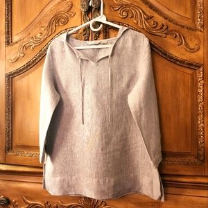 Susan Bristol 100% Linen Hooded Womens Top